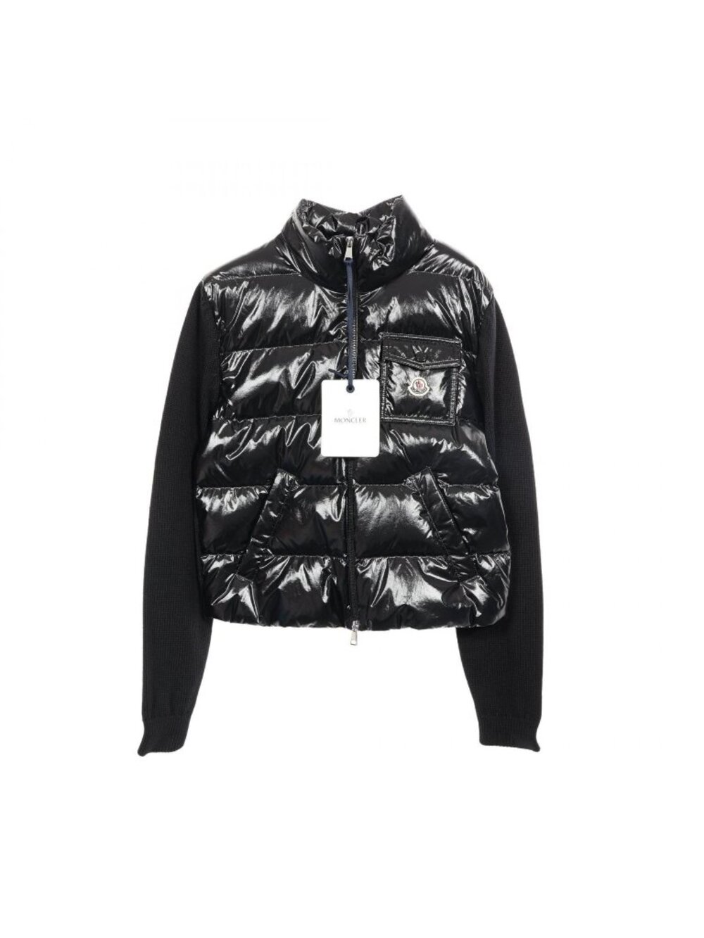 Moncler Down Jacket Cardigan Contrast Nylon Wool